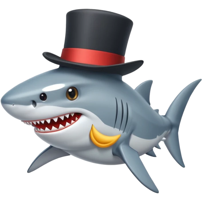 Shark with a top hat emoji