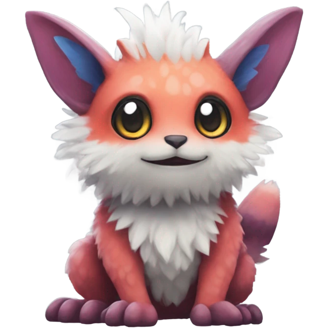 Colorful cute furry anthropomorphic painted Fakémon-Pokémon-Trico-Vernid-creature emoji
