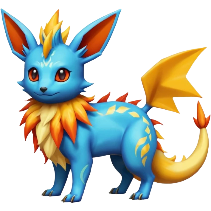 Eevee-Salandit-Vaporeon-Jolteon-Flareon-Fakémon-hybrid-creature (full body)  emoji