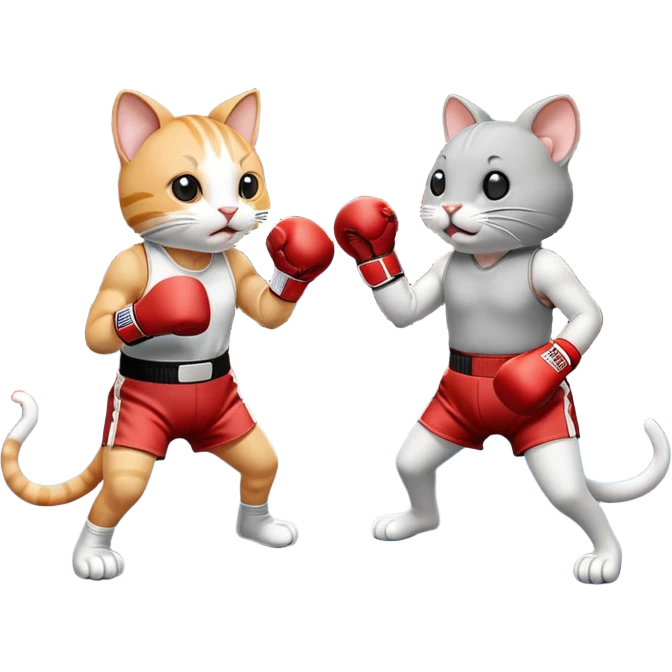 Cat fighting mouse in boxing ring emoji