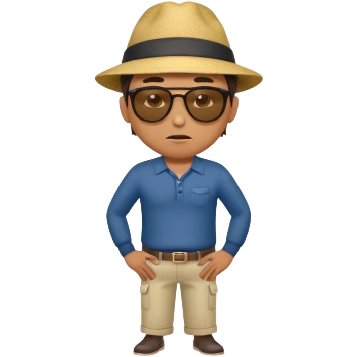 Man standing with his hands on his hips with an annoyed look on his face. His body is turned slightly to the side emoji