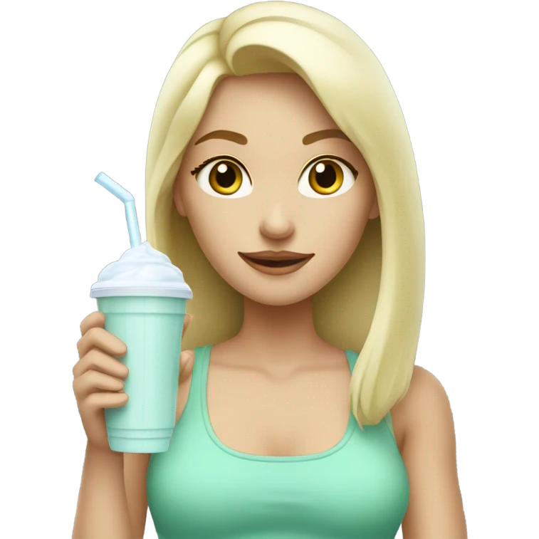 Protein shake blond girl drink mint clothes emoji