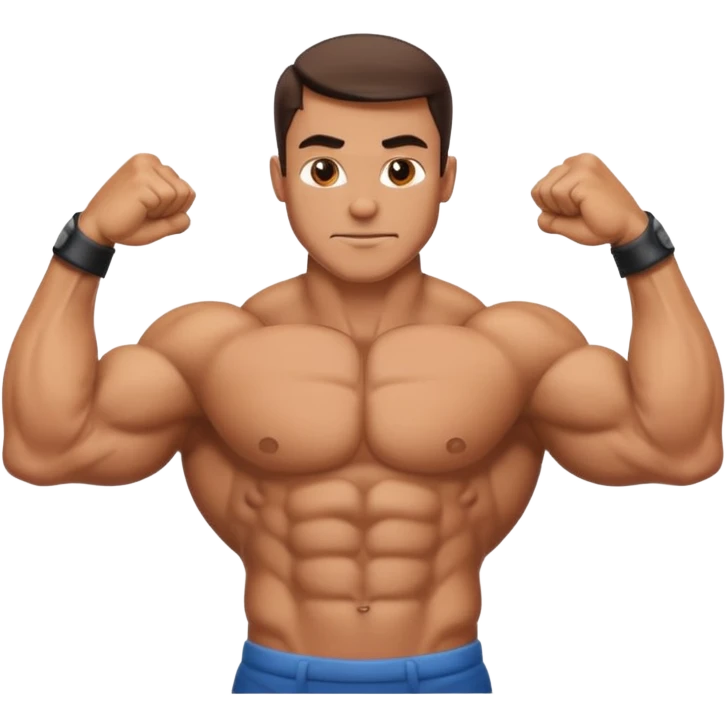 An extremely muscled man flexing biceps  emoji