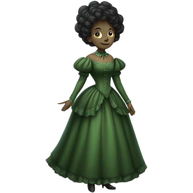 green woman galora in Victorian dress elegant, full body emoji