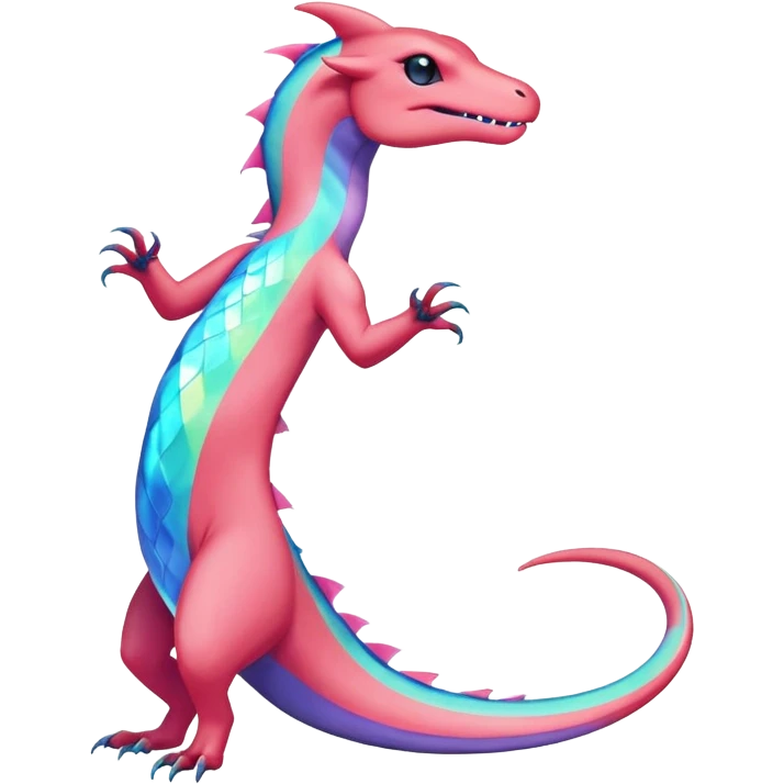 Rainbow crystalic Shiny pastel Salandit-Aurorus-Salazzle-Dragonair-Fakémon-hybrid-creature (full body)  emoji