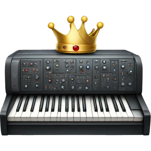 a synth with a crown on the corner emoji