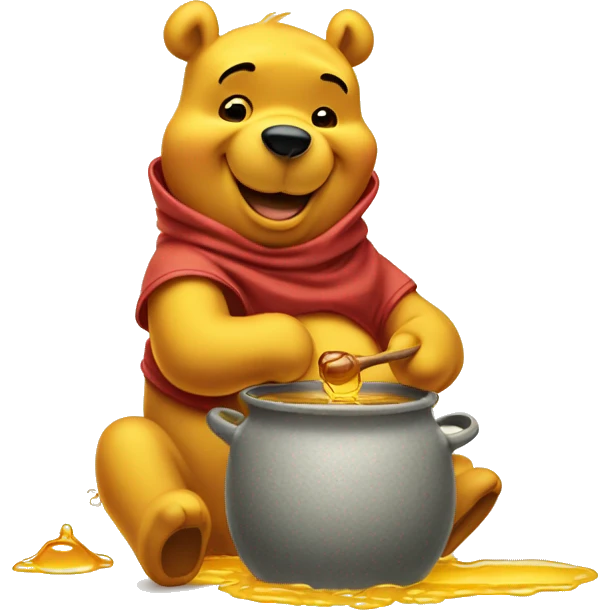 winnie the pooh with a pot of honey emoji