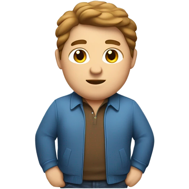 Laid back white guy with brown hair and chubby wearing a polo shirt and a sport jacket  emoji