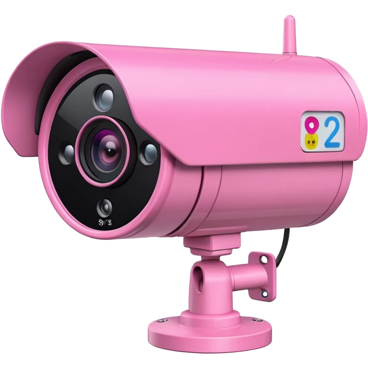 Security Camera pink with stickers 812 emoji