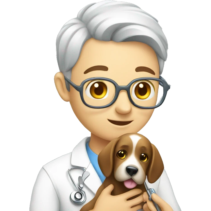 Veterinarian examining pet emoji