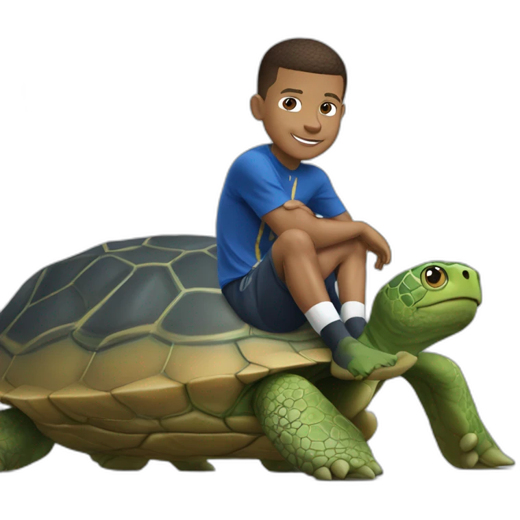 Kilian Mbappé sur tortue emoji