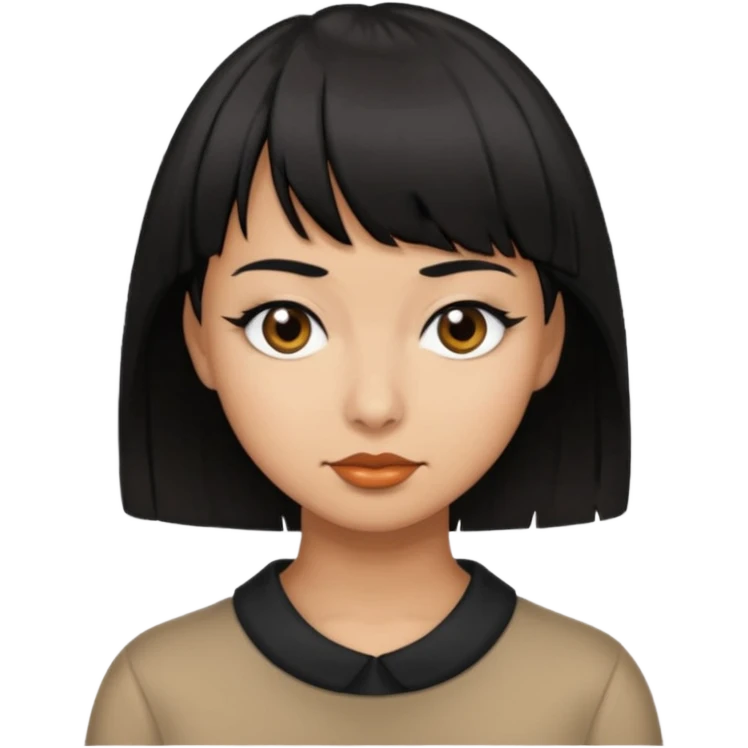 goose with cropped black hair and swoop bangs over one eye emoji