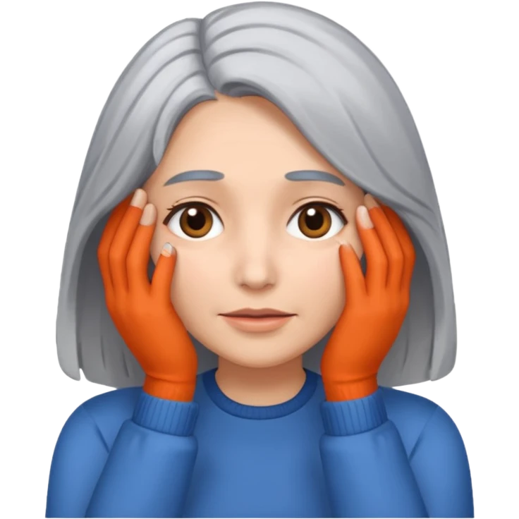 woman with gray hair and hand covering face emoji