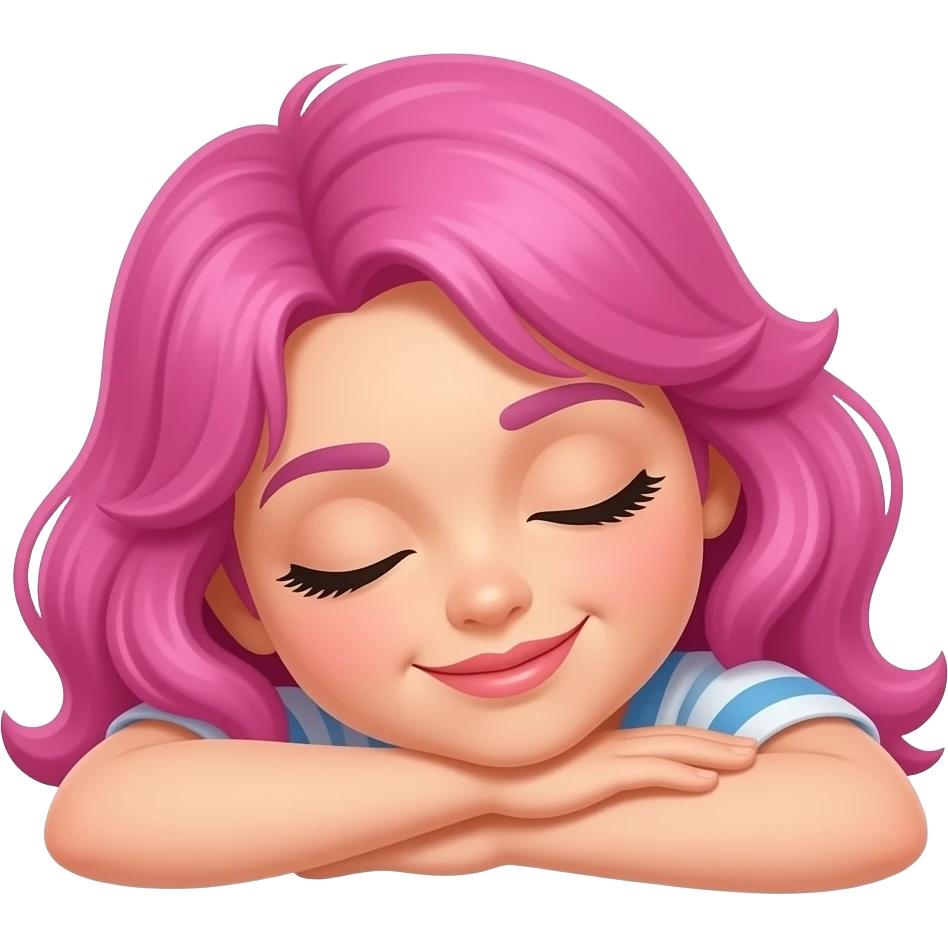 Funky Pink hair woman napping emoji