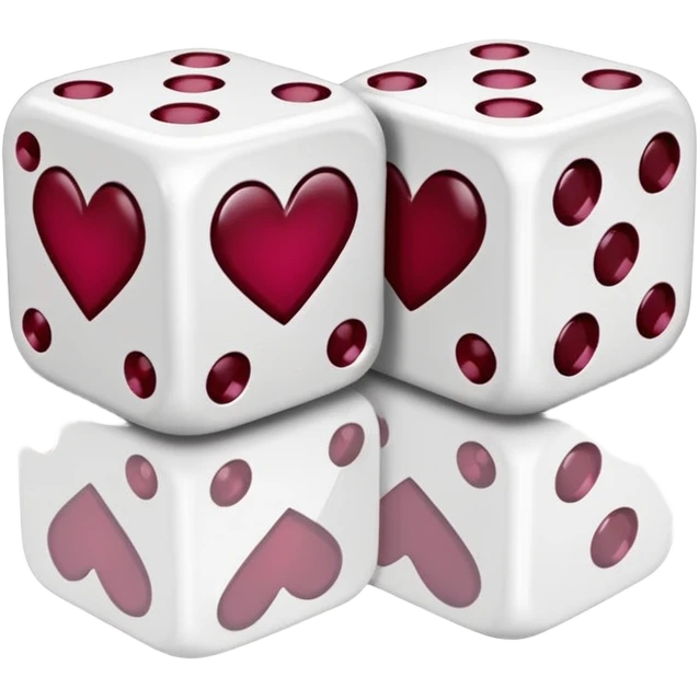 two dices in with burgundy heart details emoji
