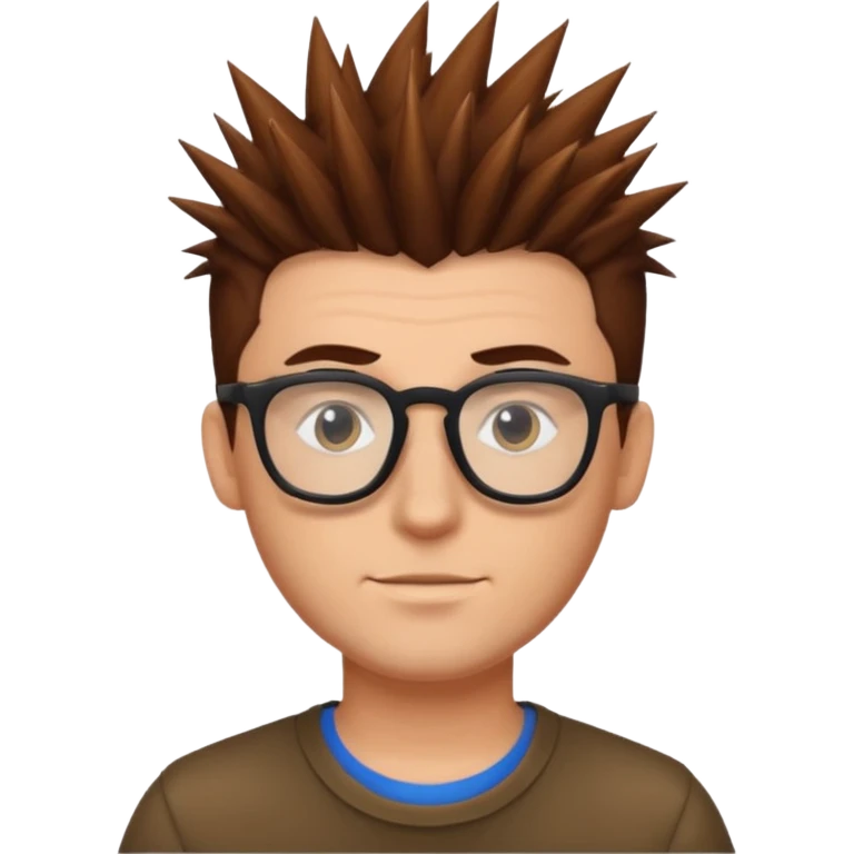 man brown spiked hair and glasses emoji