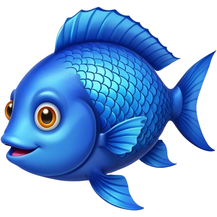 blue happy fish looking to the right emoji