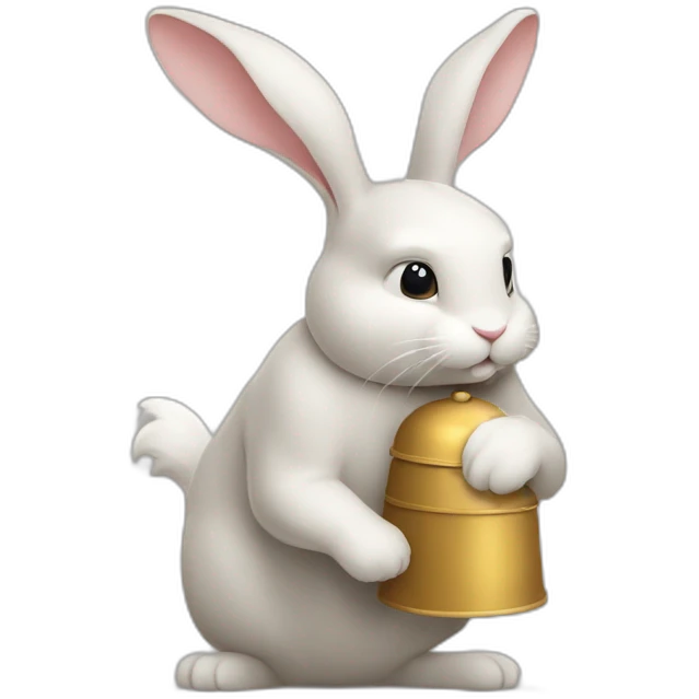 Lapin qui tient une cloche dans ses mains  emoji