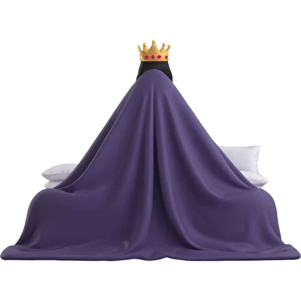 king bed viewed from the back side, person completely hidden under the blanket, only the blanket visible emoji