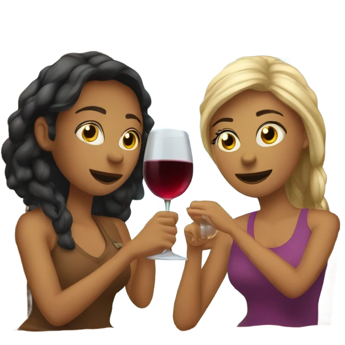 Two women in a cabin drinking wine￼ emoji
