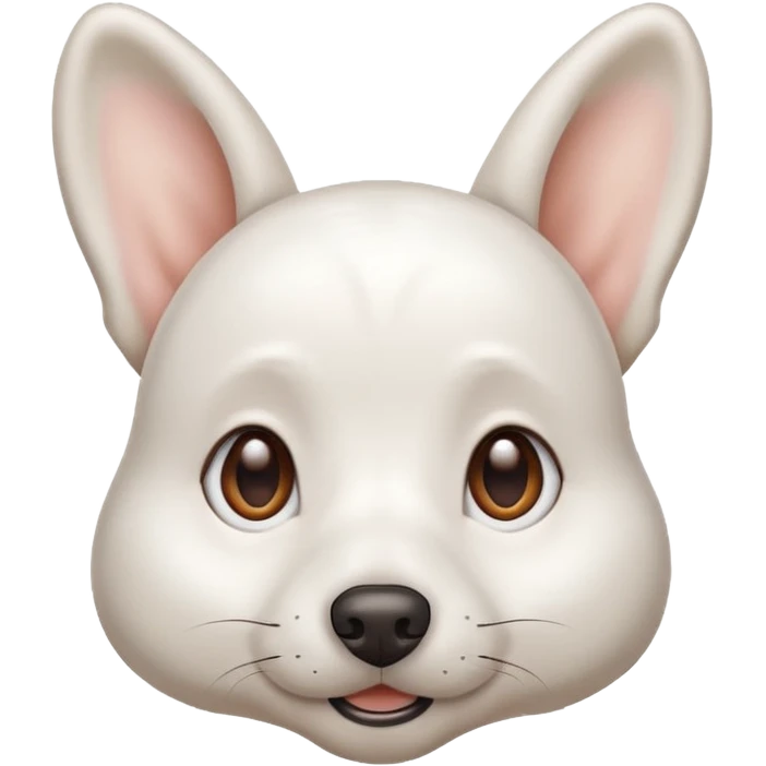 White dog with brown eyes and some long white body and white ears with brown spots curved on the sides emoji