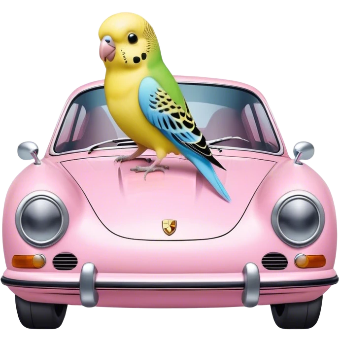 cutie budgie on light pink porsche emoji