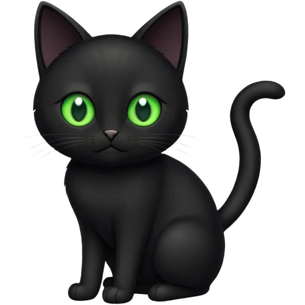 Small black cat with green eyes emoji