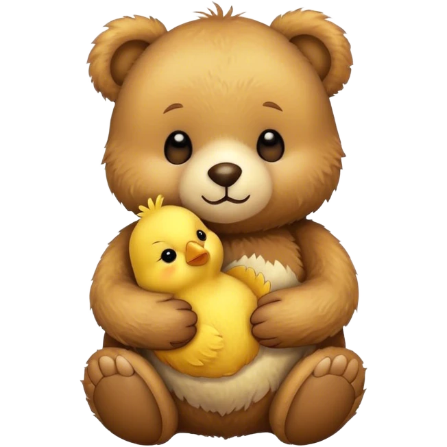 Teddy bear with a chick fa la emoji