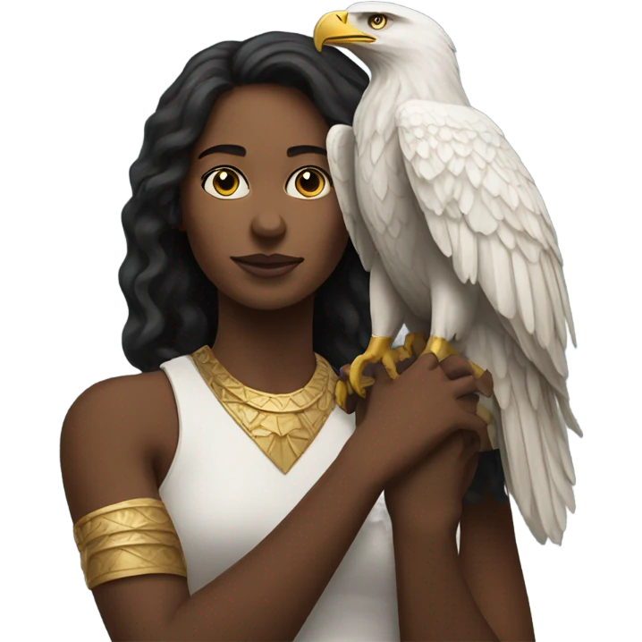 Woman holding an eagle  emoji