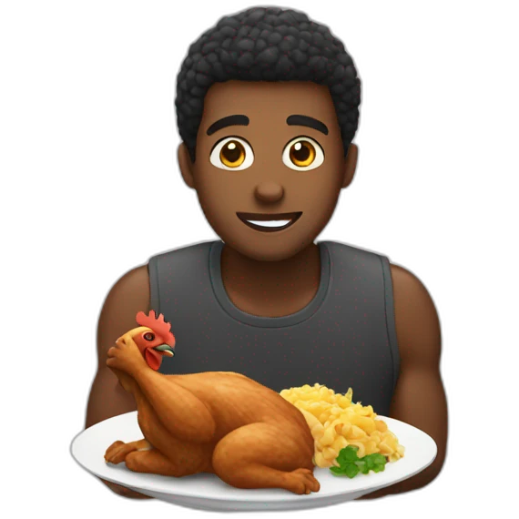 Black guy eating chicken emoji