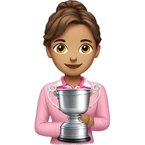 Preppy girl with brown hair and pink Stanley cup emoji