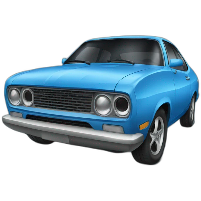 swag blue car with eyes emoji