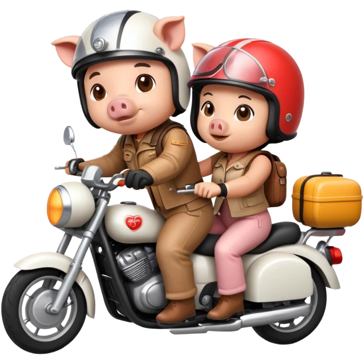 pig couple riding a motorbike together emoji