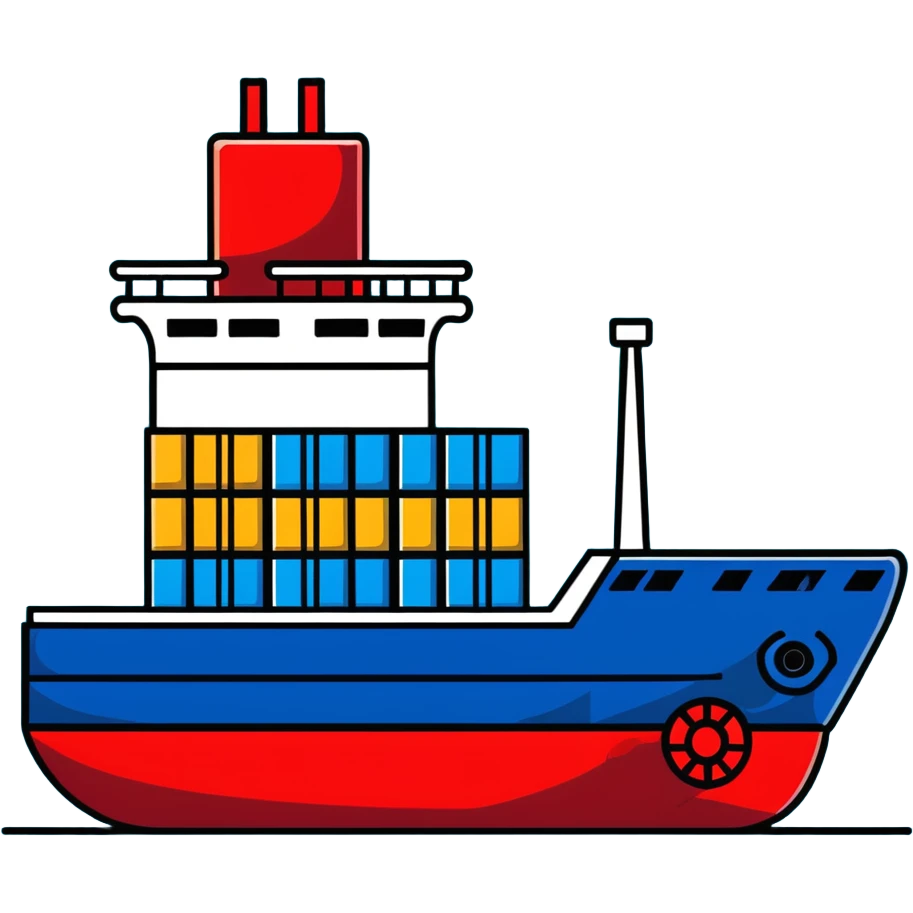 Cargo container ship in ocean emoji