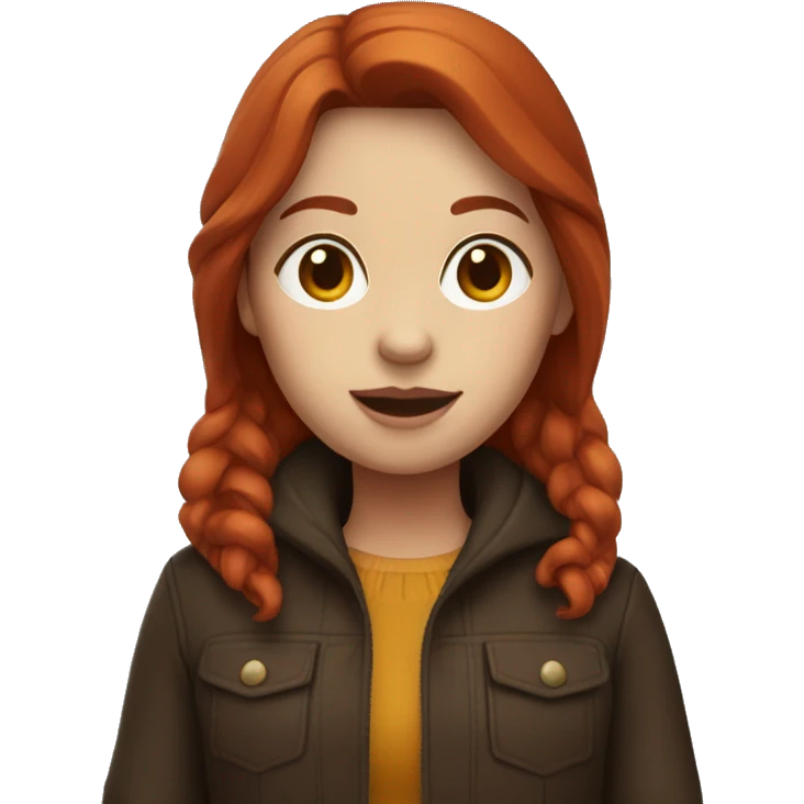 dark redhead girl with autumn outfit emoji
