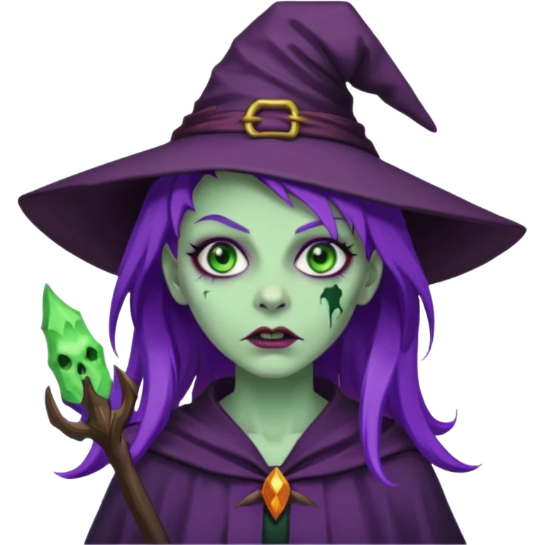 purple hair zombie witch emoji