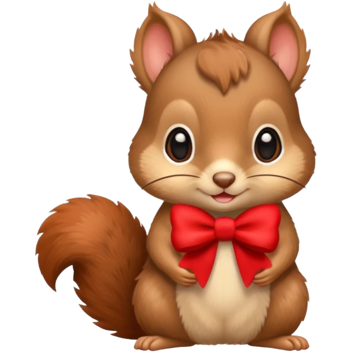 baby squirrel with a tiny red bow emoji