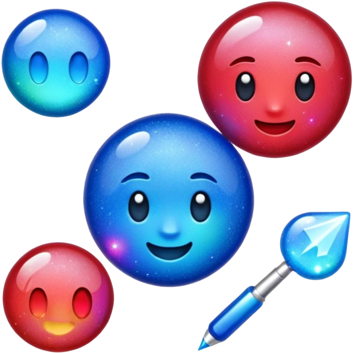 glitter red and blue raio emoji