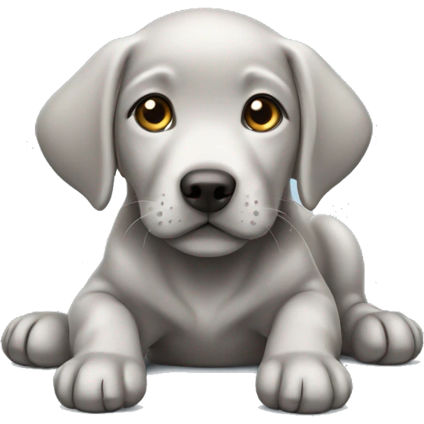 Silver Labrador puppy laying emoji
