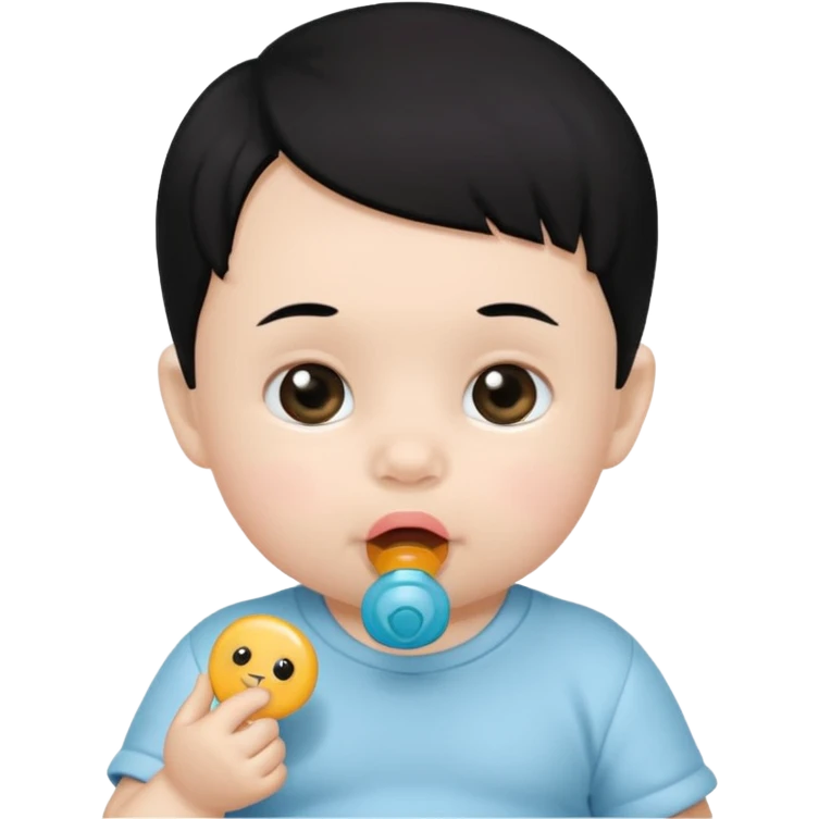 a black hair baby with pacifier emoji