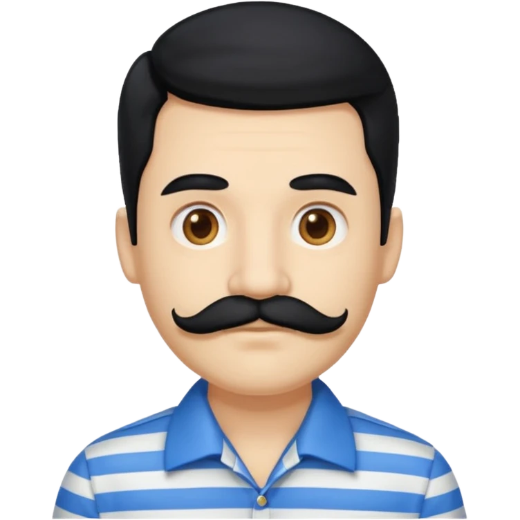 striped shirt with long hair and moustache emoji