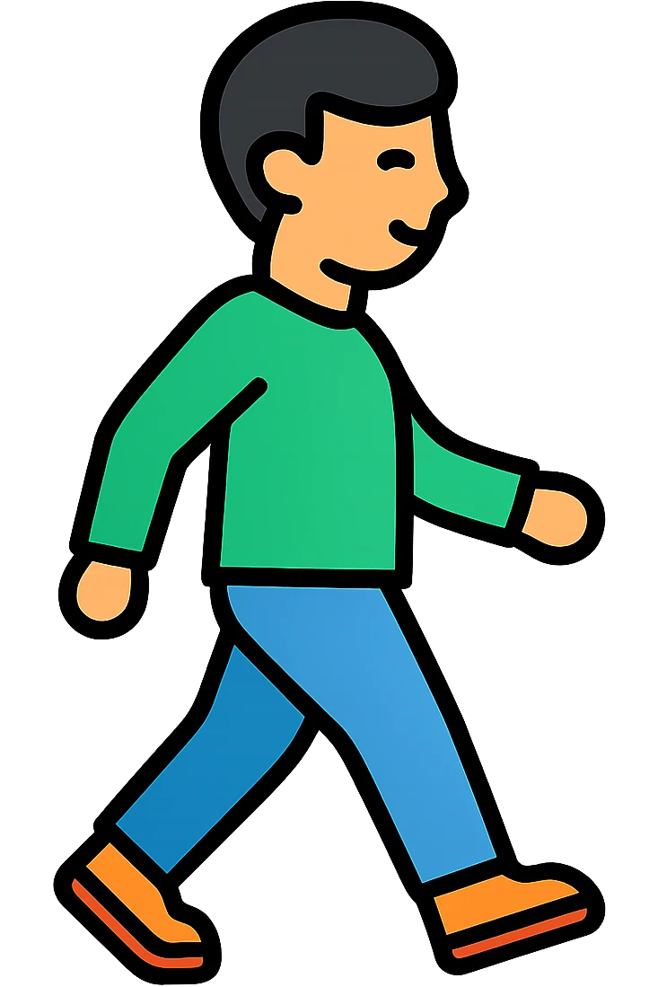 an Asian person walking, simple flat icon style emoji