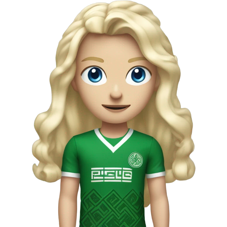Teenagers with blonde hair and blue eye standing I don’t of the the Christmas tree with a PlayStation 5 next to them wearing a Celtic football top emoji