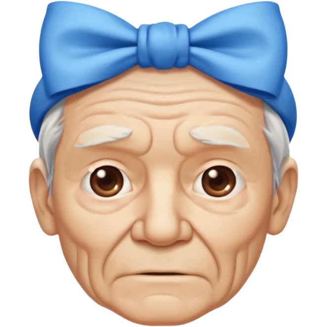 old man ried with blue bow emoji