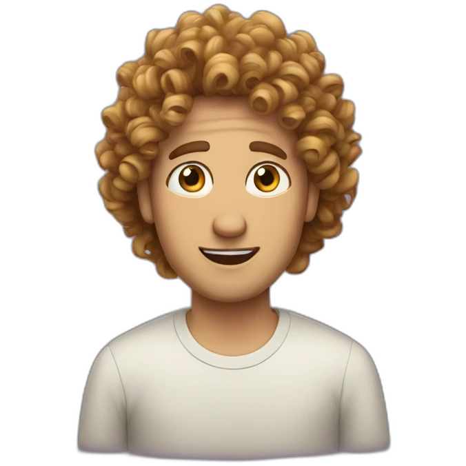 A curly heir guy talking in a podcast emoji