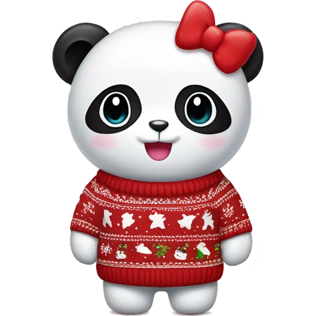 Panda in a hello kitty Christmas sweater  emoji