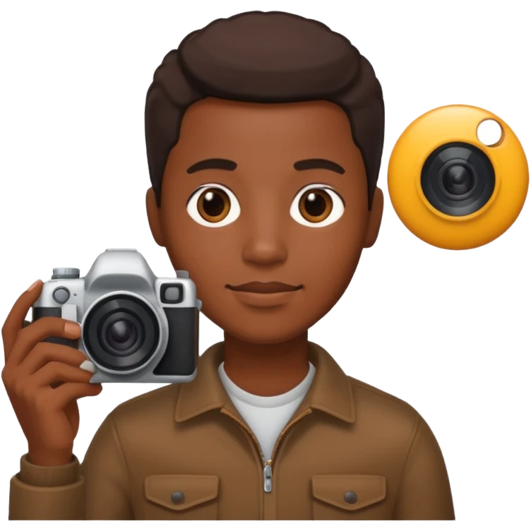 Make a blackest person hold a camera emoji