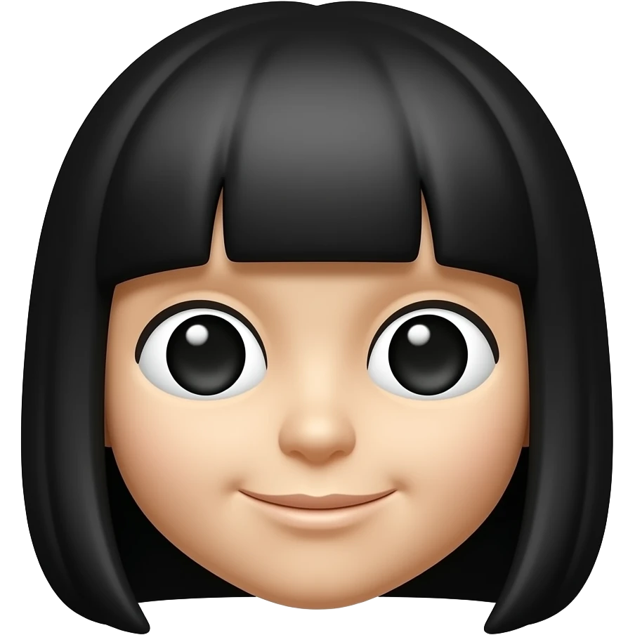 Cheveux noir long frange yeux noir et un peu plus bronzé qui ressemble plus à un vrai emoji plus simple quoi emoji