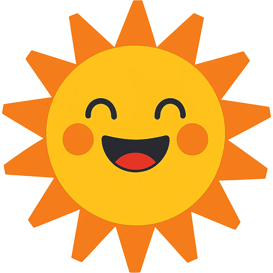 cheerful sun with a big smile, radiating warmth emoji