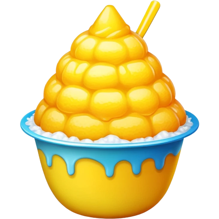 shaved ice dessert with bright yellow syrup emoji